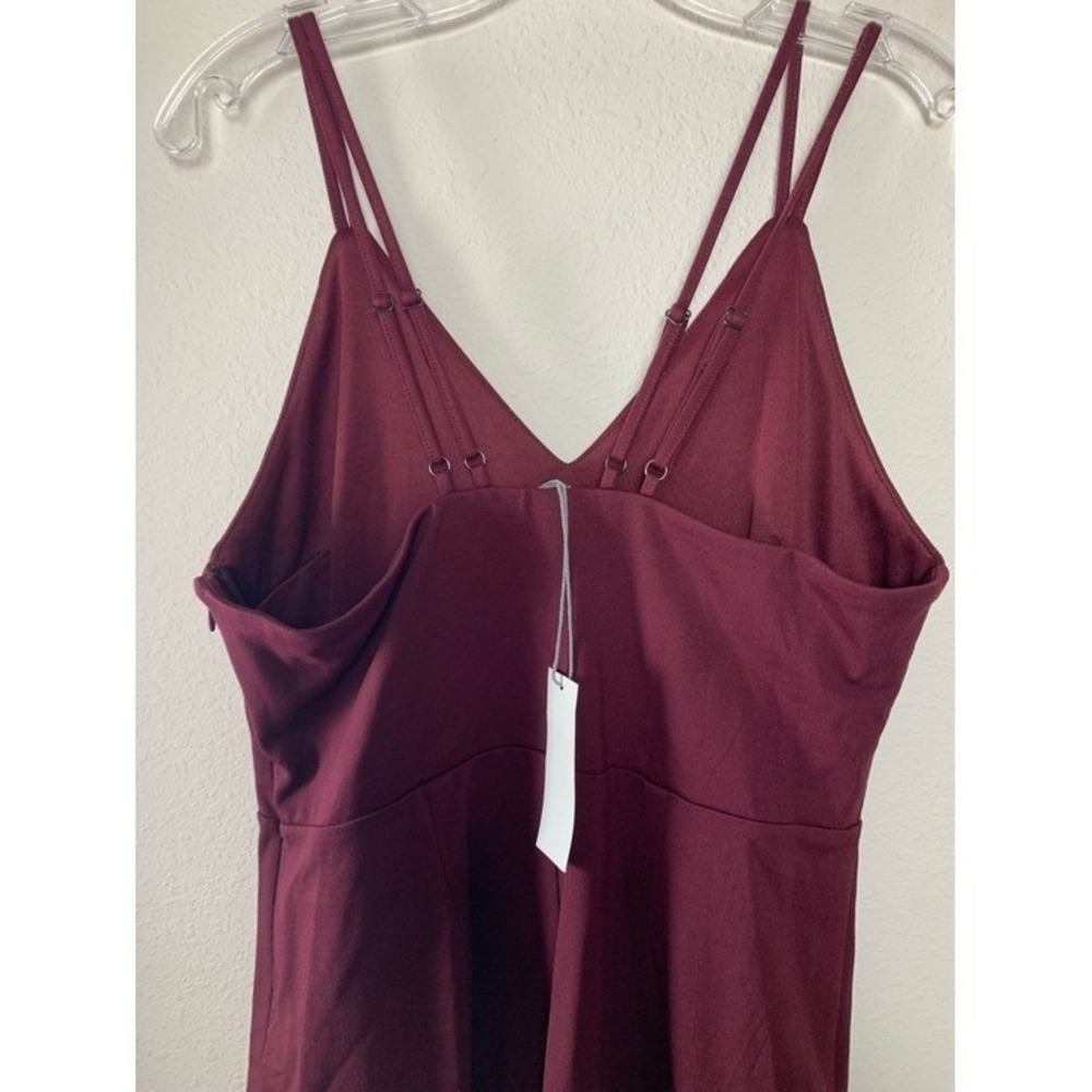 nine britton Double-Strap‎ V-Neck Midi Dress Burgundy Plum Large Career Evening - Picture 6 of 11